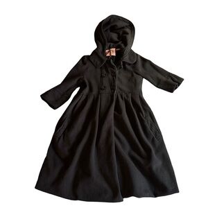 Vintage Juicy Couture Black Hooded Coat Jacket half Sleeve Button Front, Size S